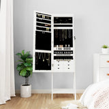 VidaXL Schmuckschrank mit Spiegel mit LED-Beleuchtung, freistehend weiß