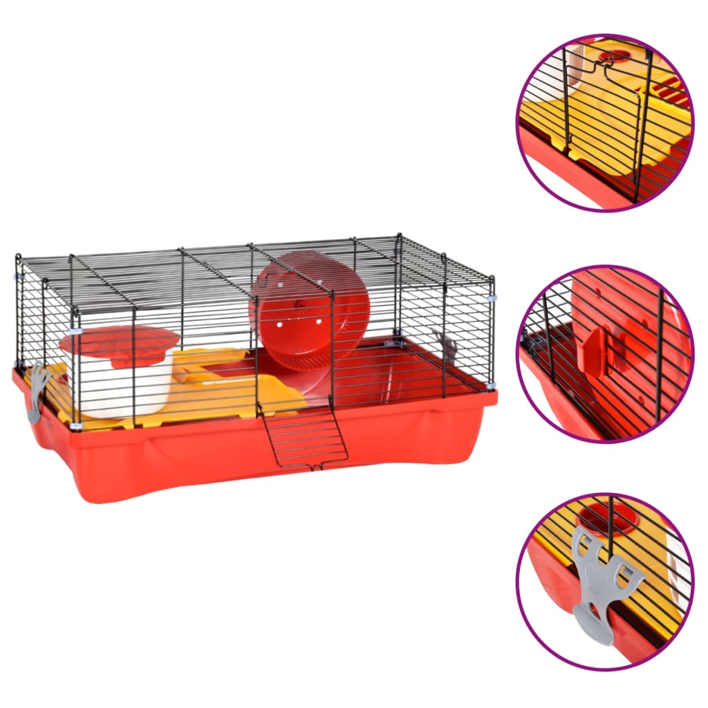 Vidaxl Hamsterkooi 58x32x36 cm polipropeno y metal rojo