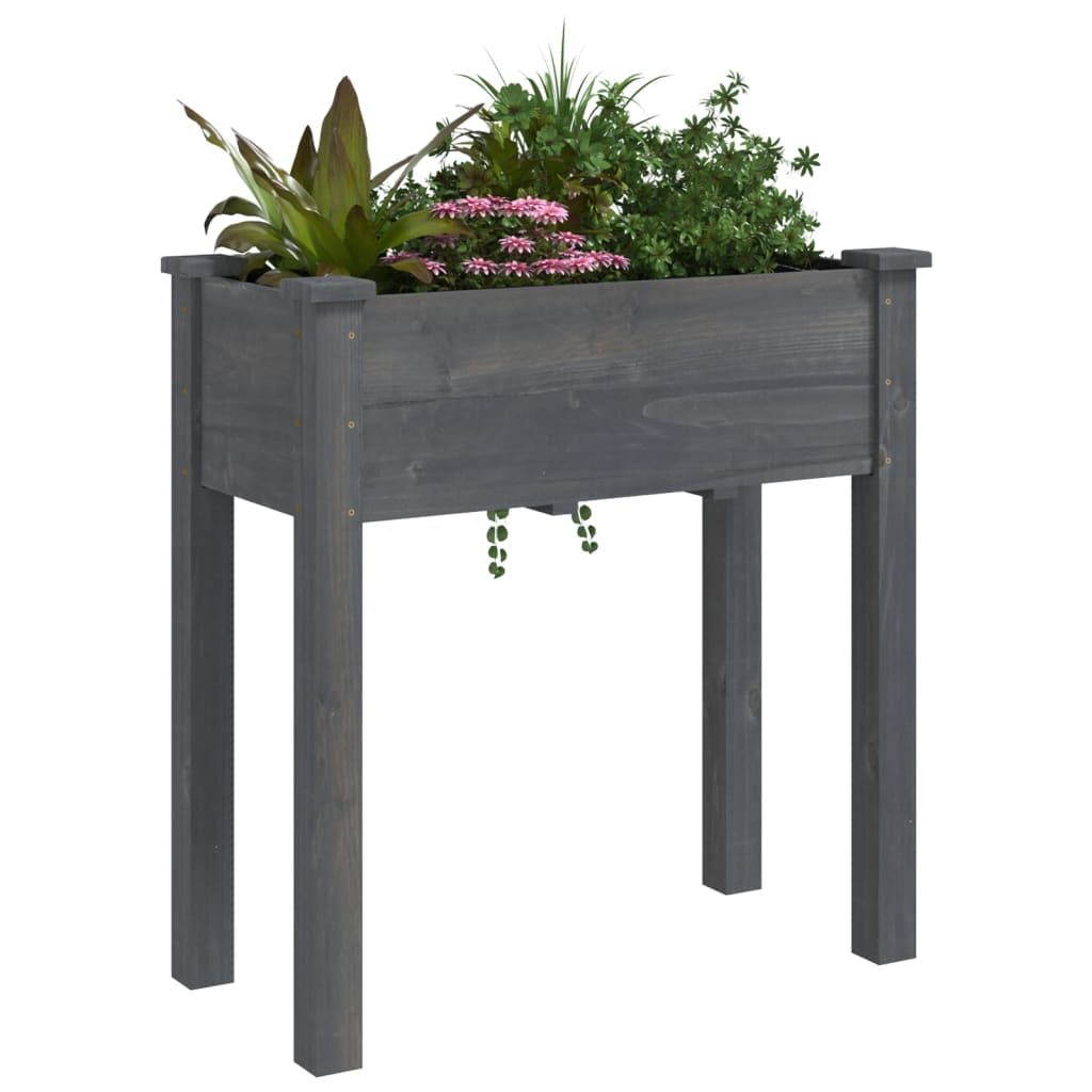 VidaXL Pflanzgefäß mit Futter 71x37x76 cm massives Kiefernholz grau