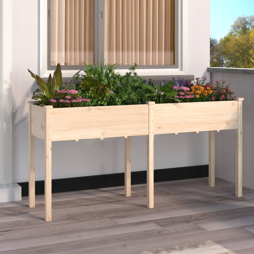 Vidaxxl Pflanzgefäß mit Futter 161x45x76 cm aus massivem Kiefernholz
