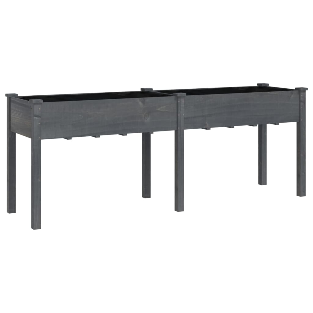 Vidaxl Planter med foring 203x53x76 cm solid poring grå