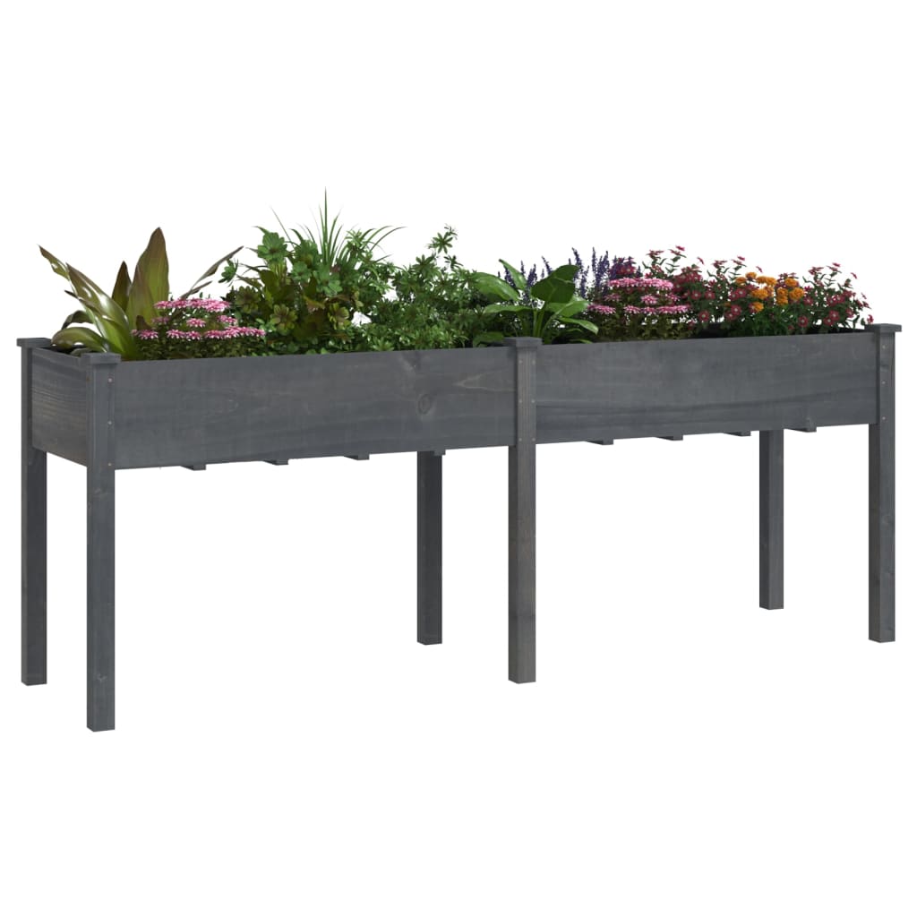 Vidaxl Planter med foring 203x53x76 cm solid poring grå