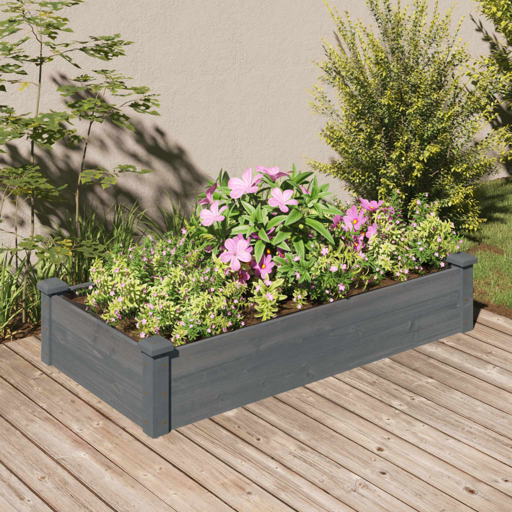 Vidaxl Planter hævet med foring 120x60x25 cm fyrretræ -træ grå