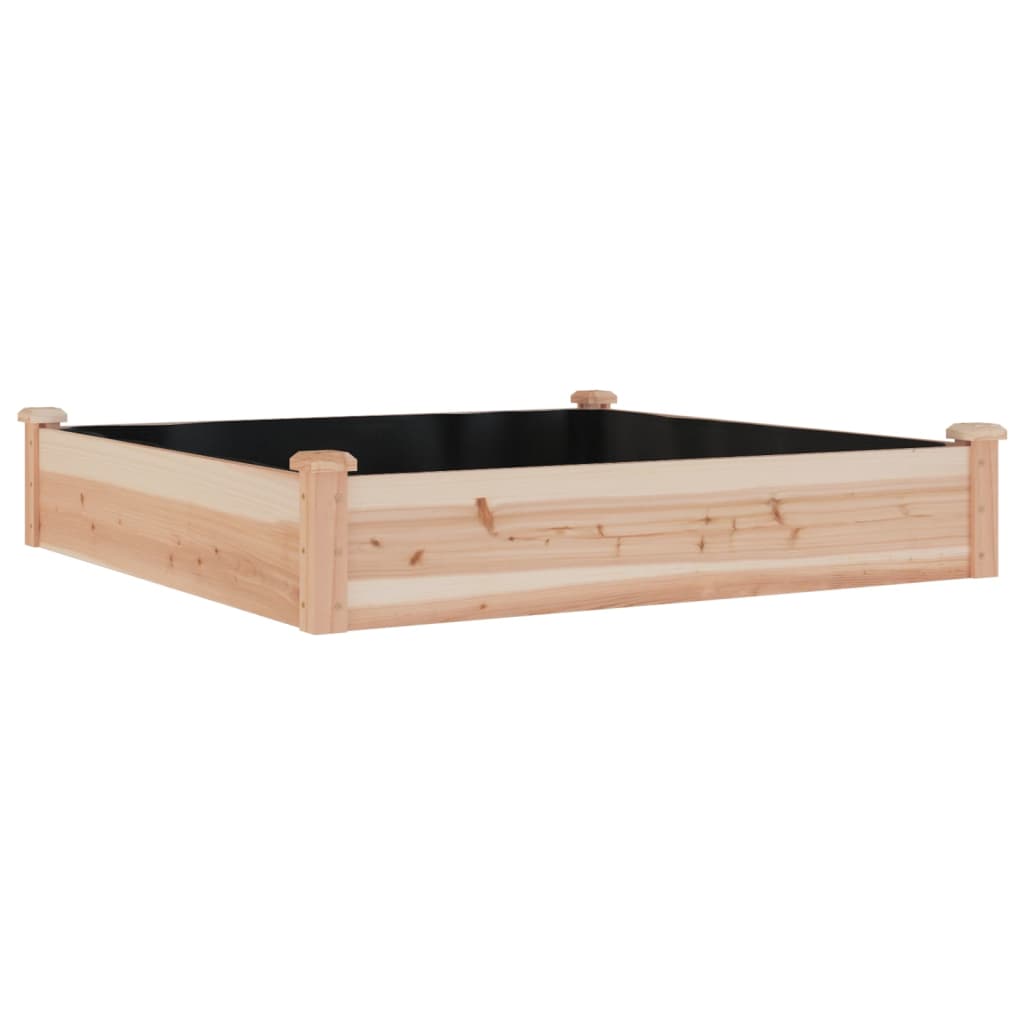 Planteur Vidaxl élevé avec doublure 120x120x25 cm de bois solide solide