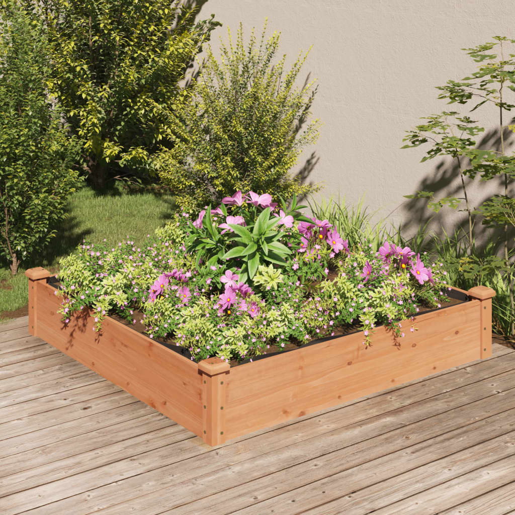 Vidaxl planter hævet med foring 120x120x25 cm fyrretræ brun brun