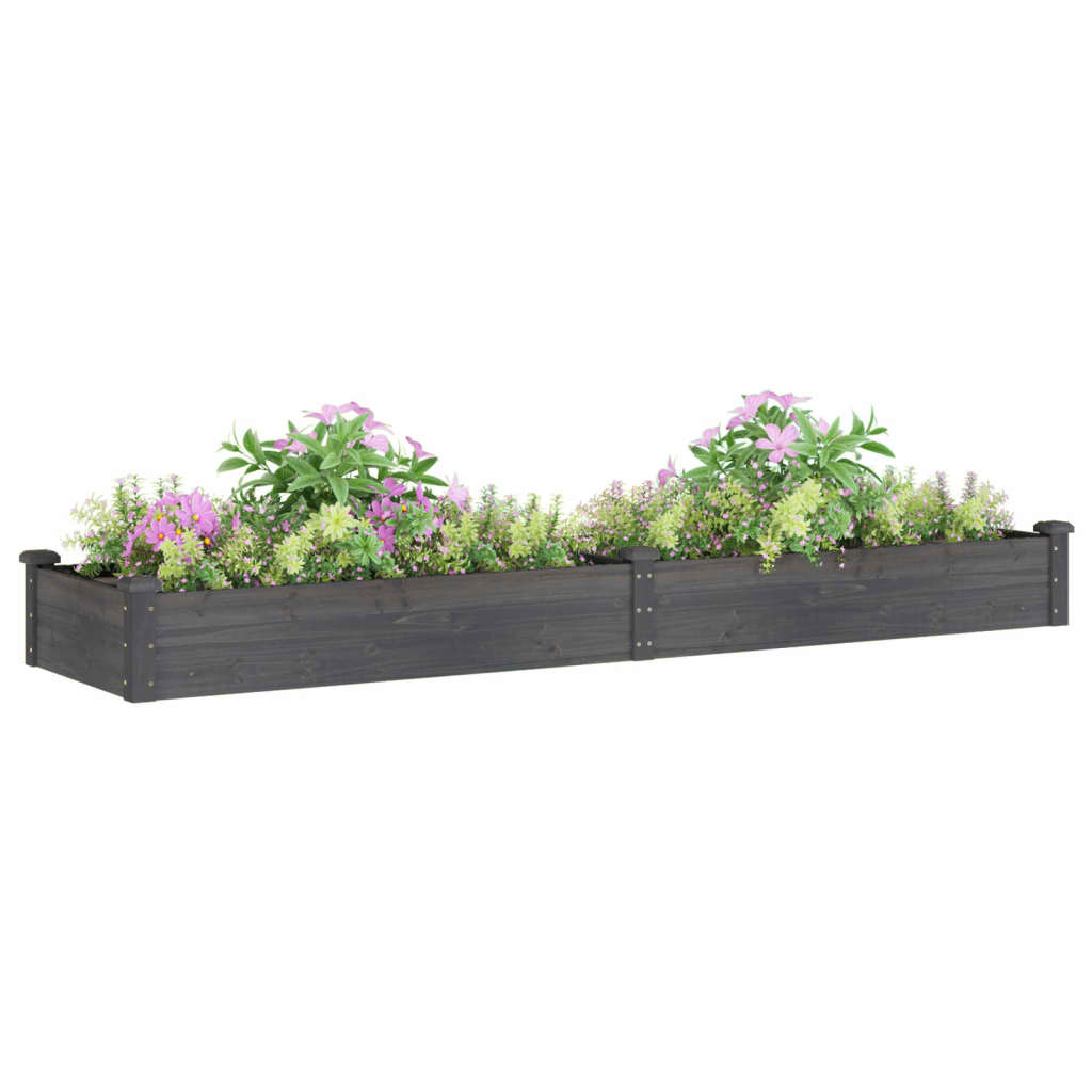 Planteur Vidaxl élevé avec une doublure 240x60x25 cm en gris en bois pur