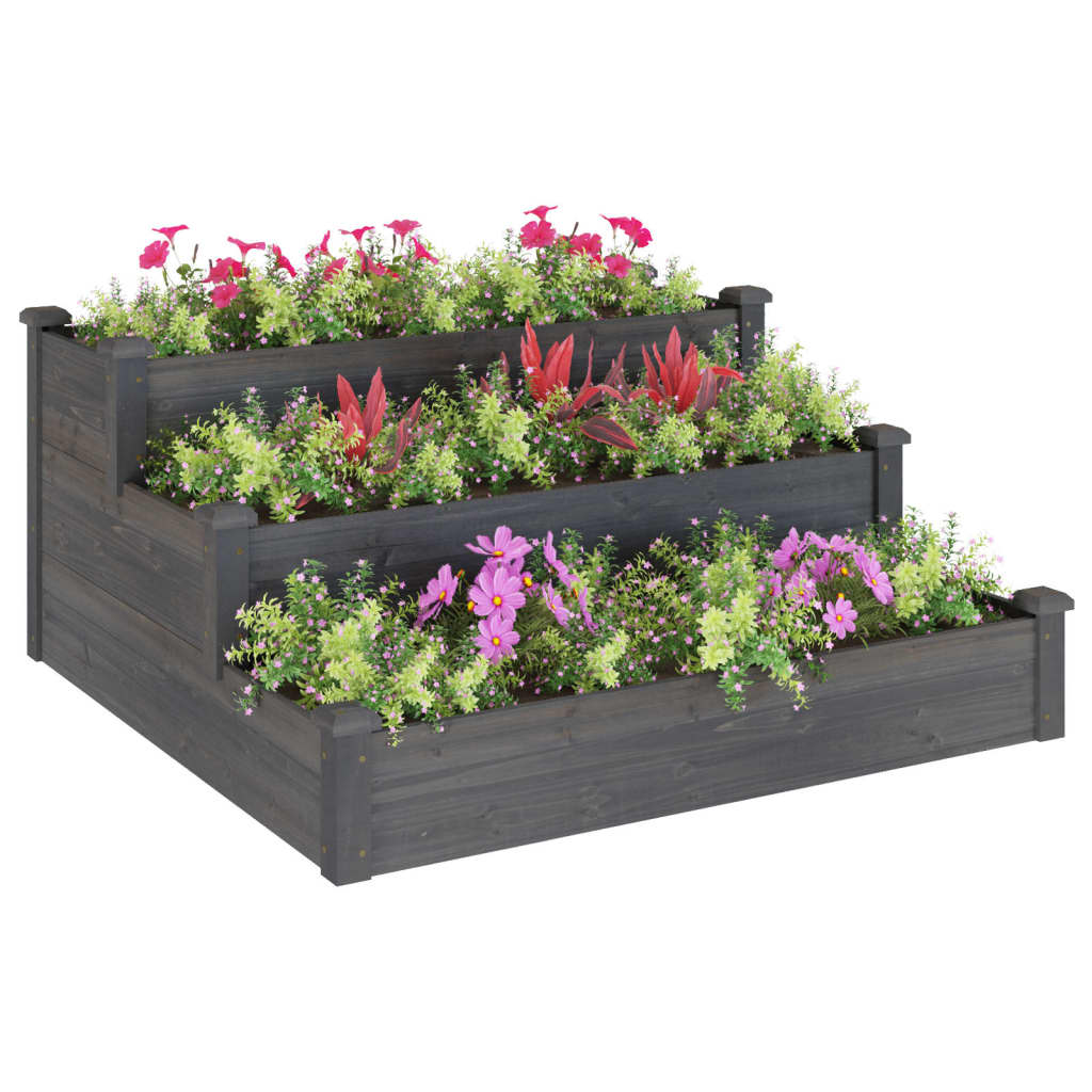 Vidaxl Planter surélevé 120x120x56 cm gris de pin massif