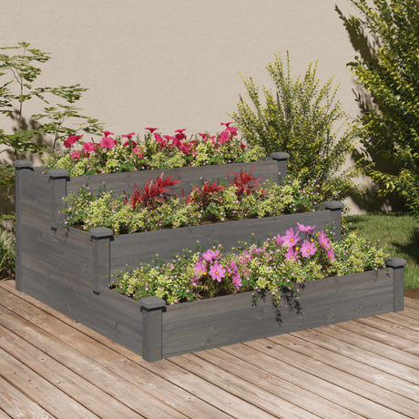 Vidaxx Pflanzkübel erhöht 120x120x56 cm massives Kiefernholz grau
