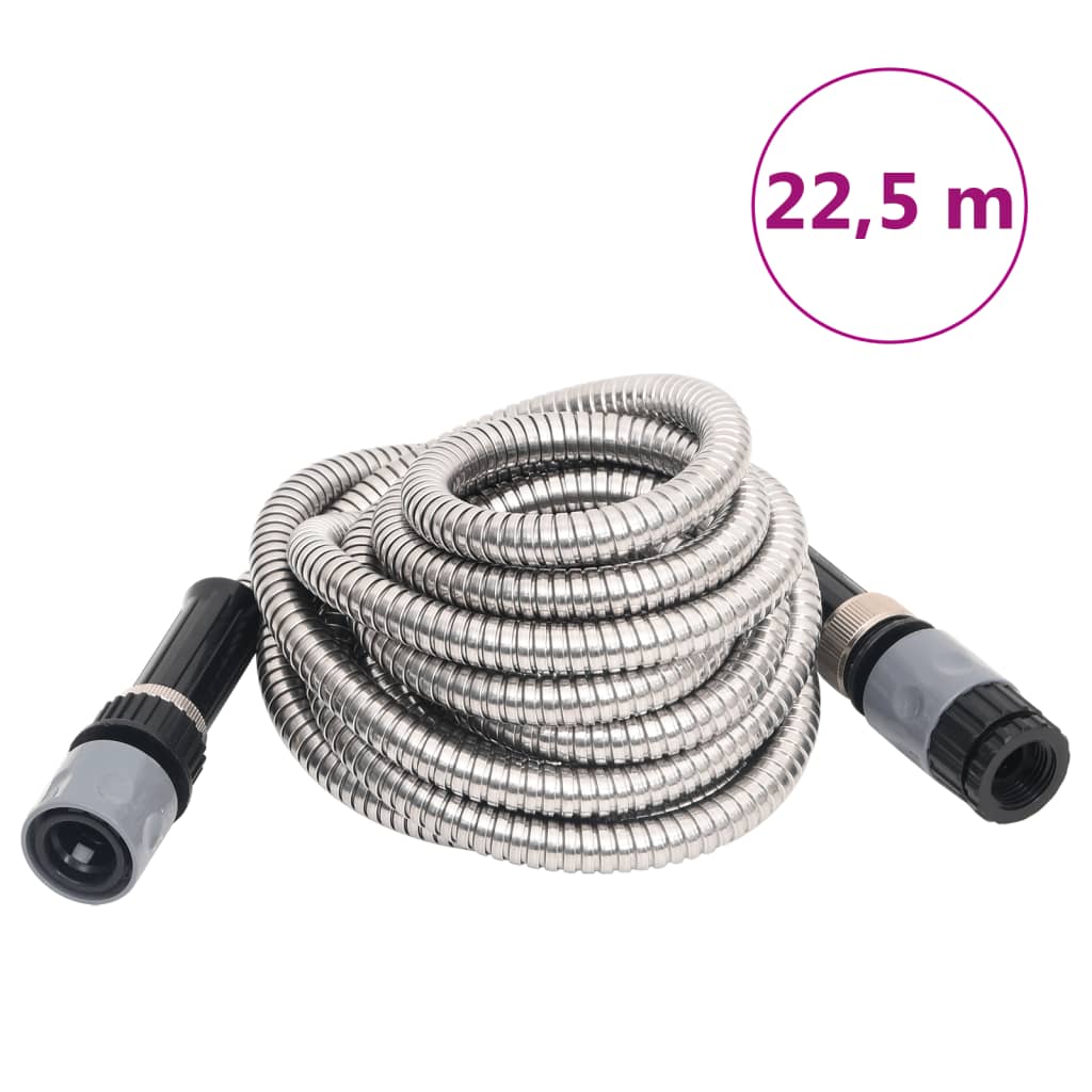Vidaxl Gartenschlauch mit Sprühkopf 0,6'' 22,5 m Edelstahl silber