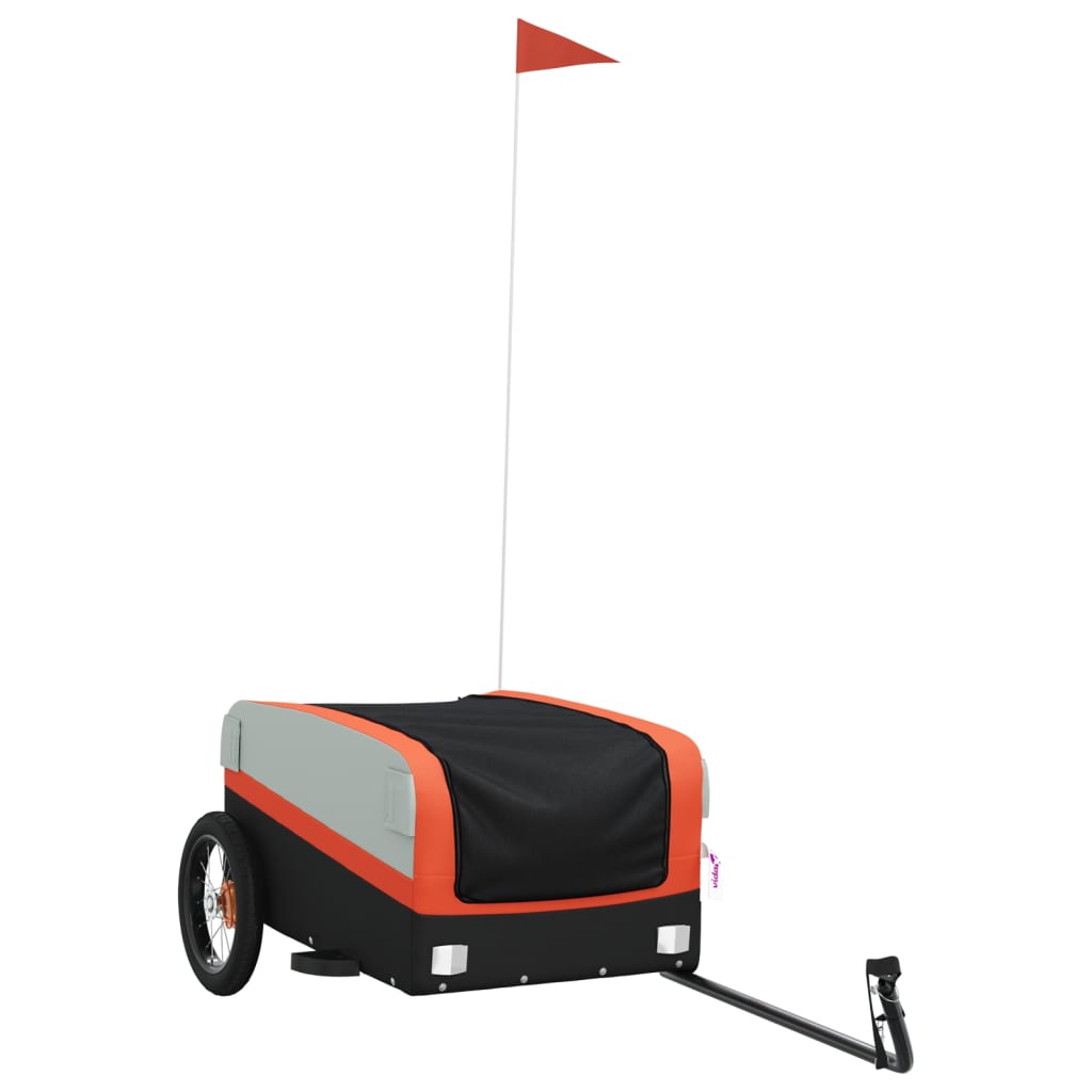 Vidaxl Bicycle Trailer 30 kg de fer noir et orange