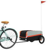 Vidaxl fietstrailer 30 kg ijzer zwart en oranje