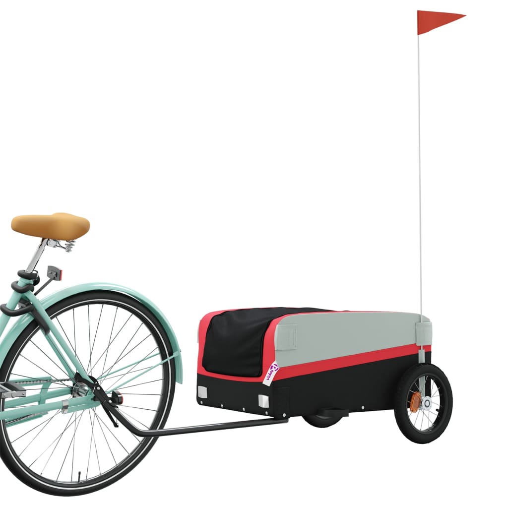 Vidaxl Bicycle Trailer 30 kg de fer noir et rouge