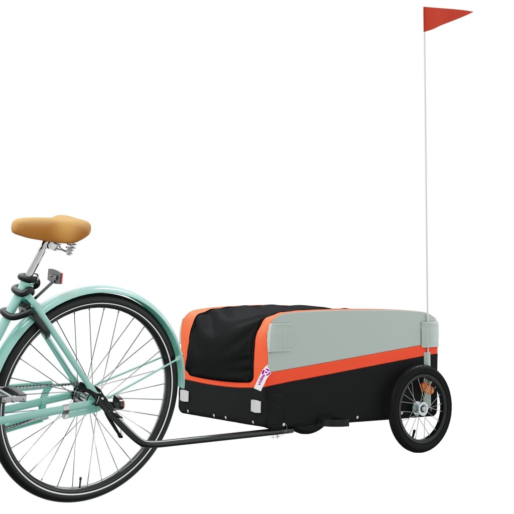 Vidaxl fietstrailer 45 kg ijzer zwart en oranje