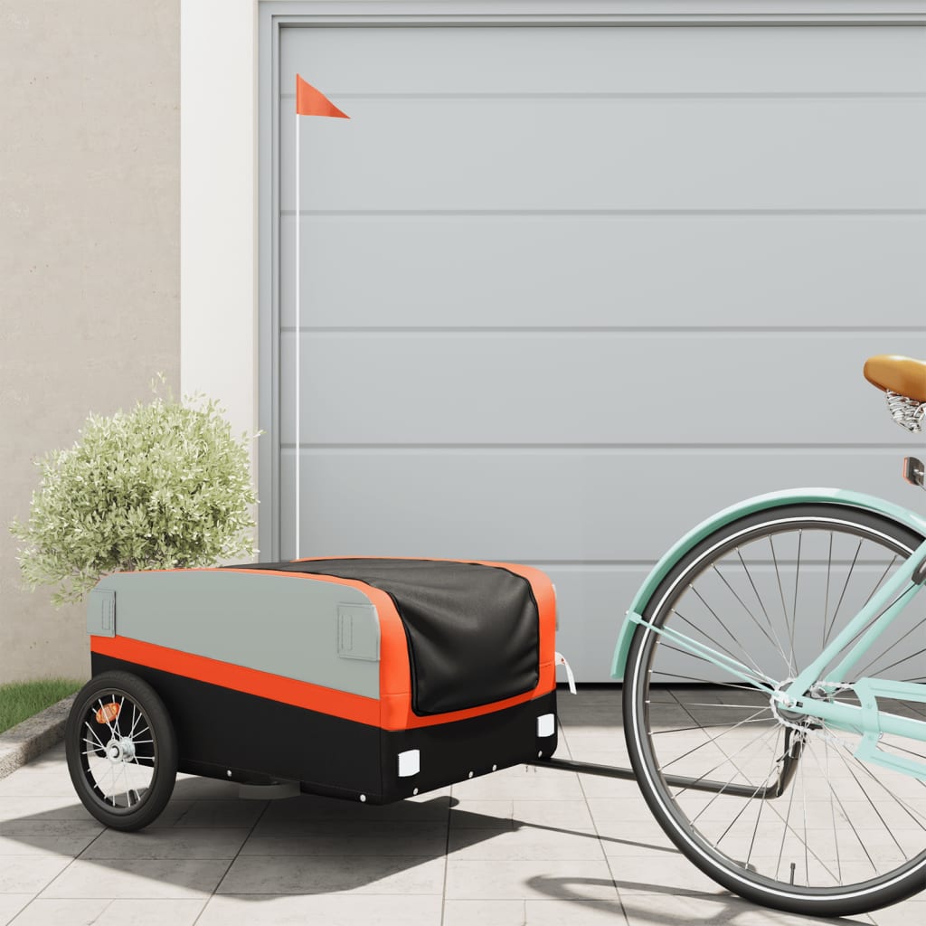 Vidaxl cykeltrailer 45 kg jern sort og orange