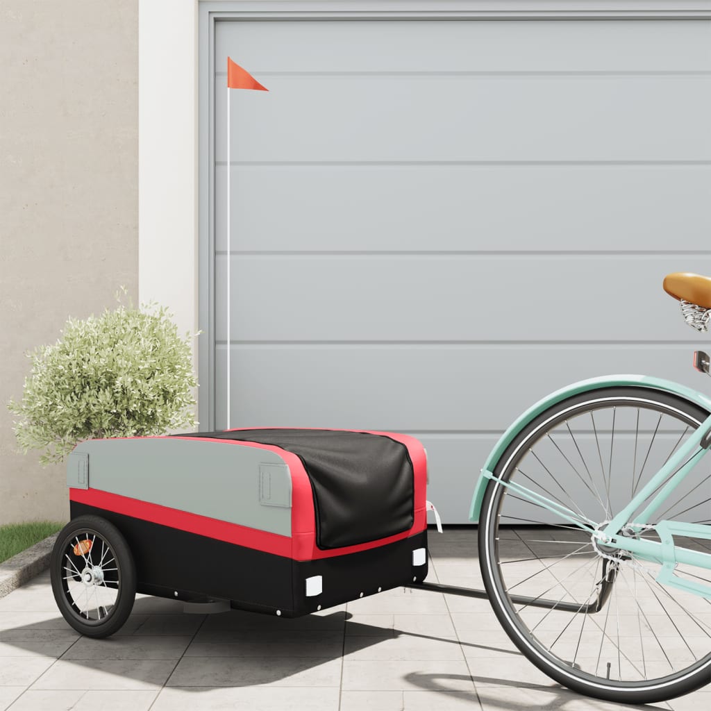 Vidaxl Bicycle Trailer 45 kg de fer noir et rouge