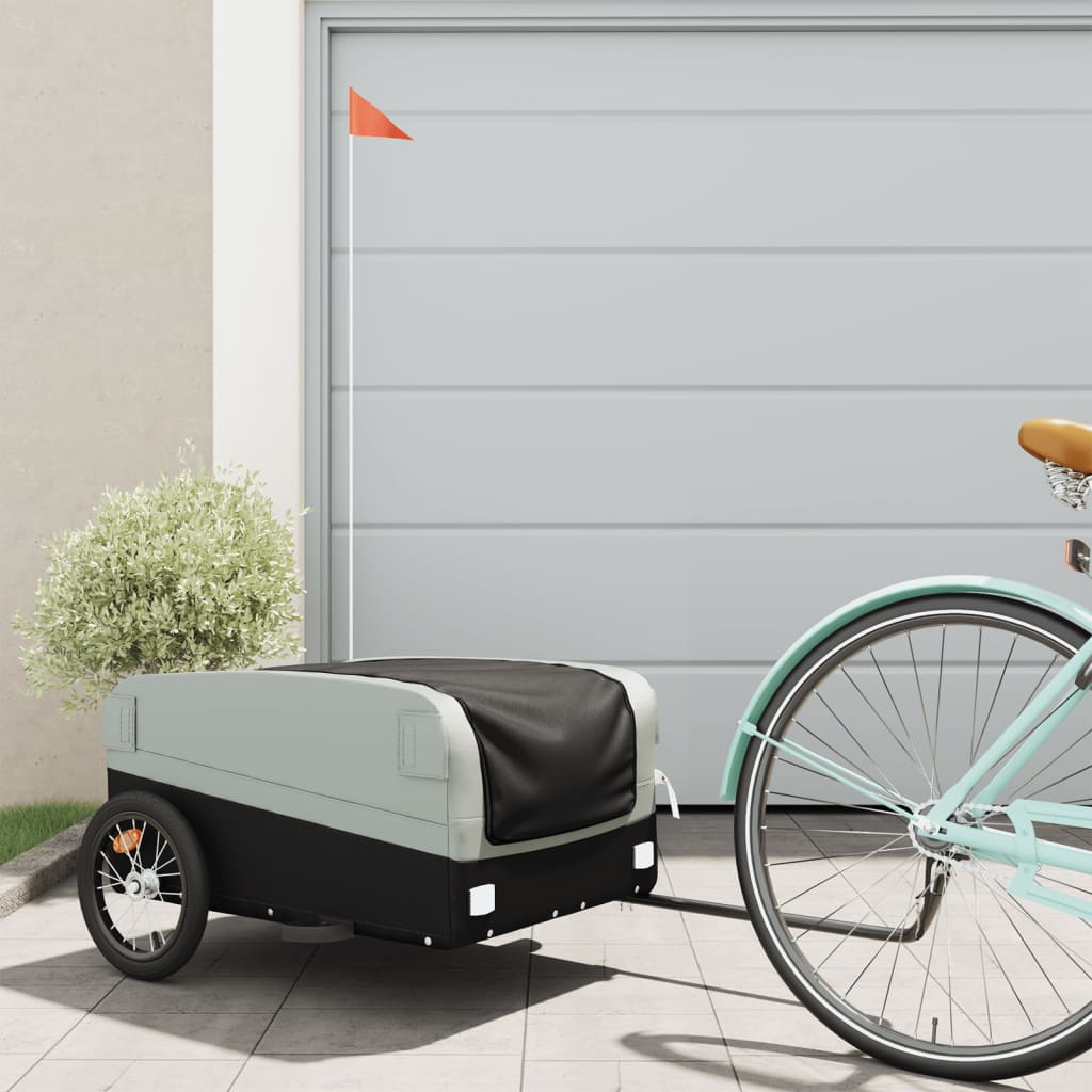 Vidaxl fietstrailer 45 kg ijzer zwart en grijs