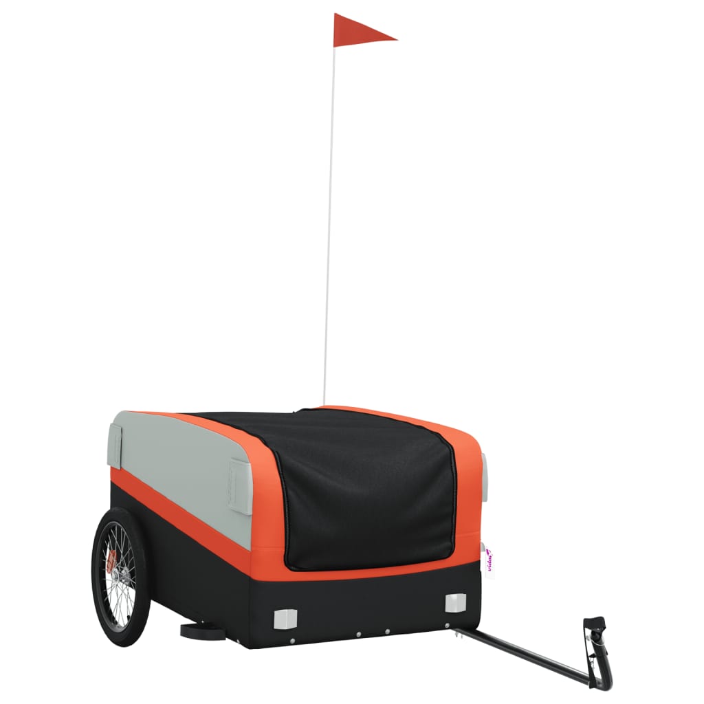 Vidaxl bicycle trailer 45 kg iron black and orange