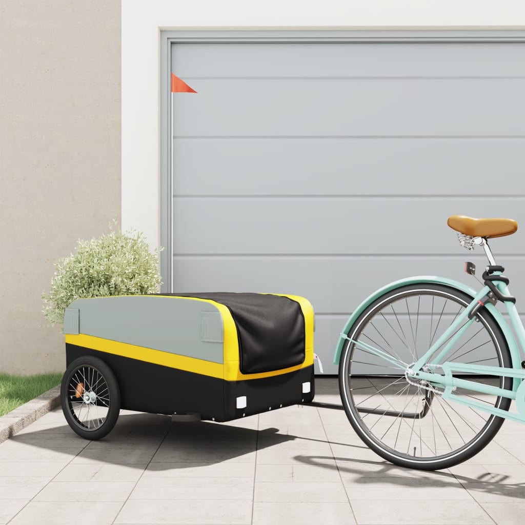 Trailer Vidaxl Bicycle 45 kg di ferro nero e giallo