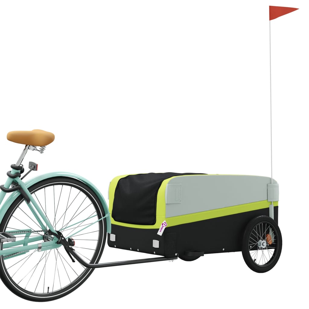 Vidaxl bicycle trailer 45 kg iron black and green