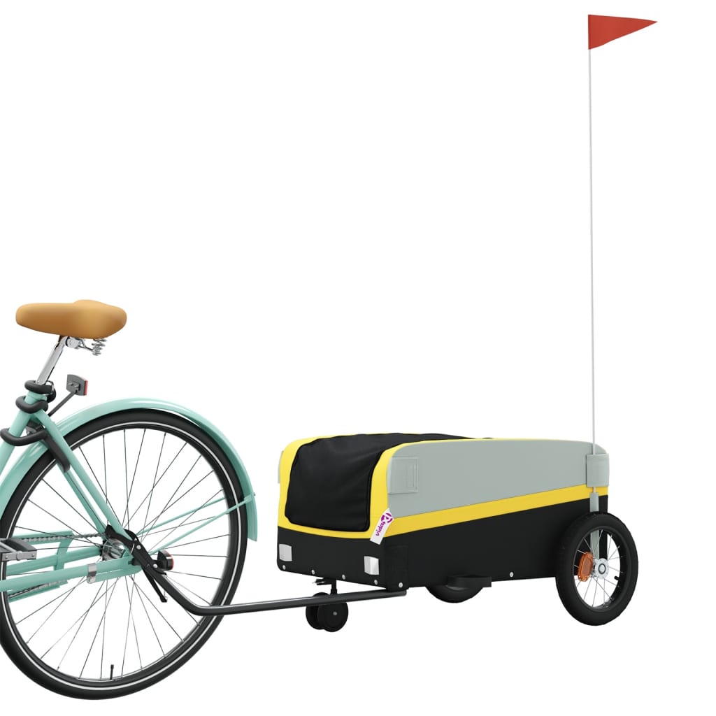 Vidaxl Bicycle Trailer 30 kg de fer noir et jaune