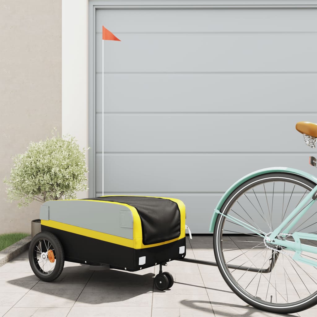 Vidaxl Bicycle Trailer 30 kg de fer noir et jaune