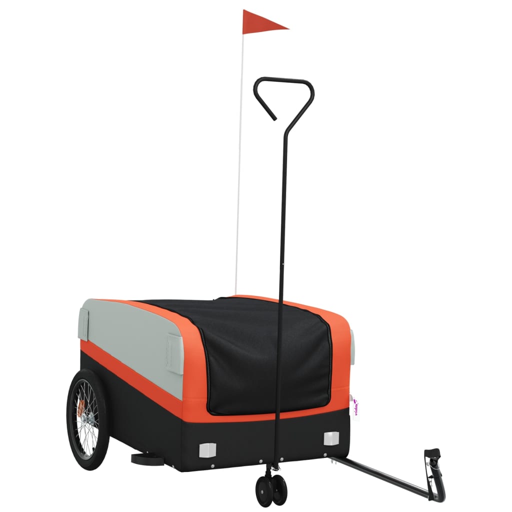 Vidaxl bicycle trailer 45 kg iron black and orange