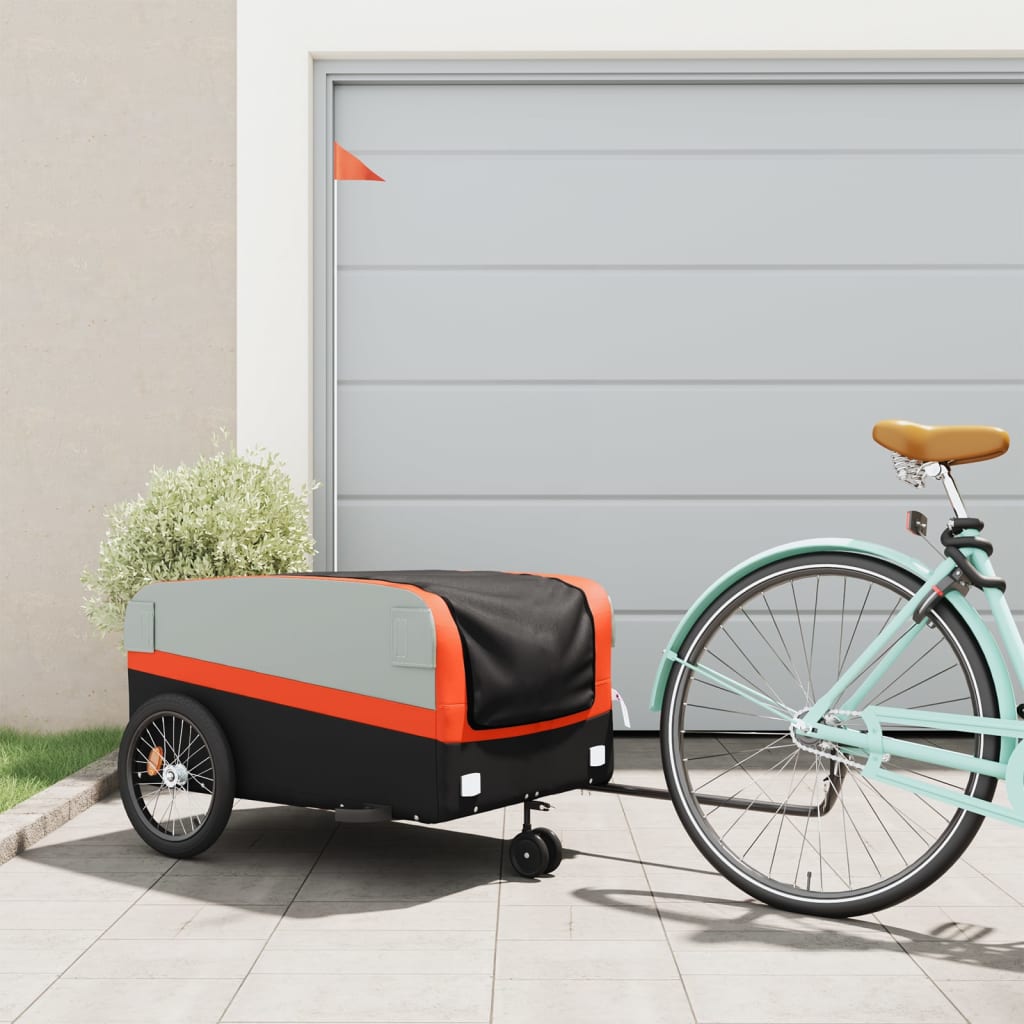 Vidaxl bicycle trailer 45 kg iron black and orange