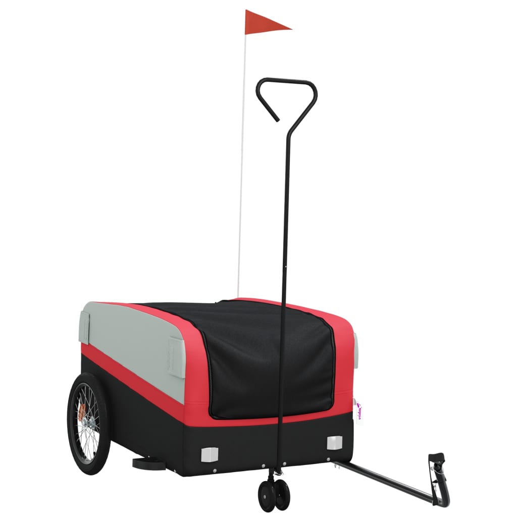 Vidaxl Bicycle Trailer 45 kg de fer noir et rouge