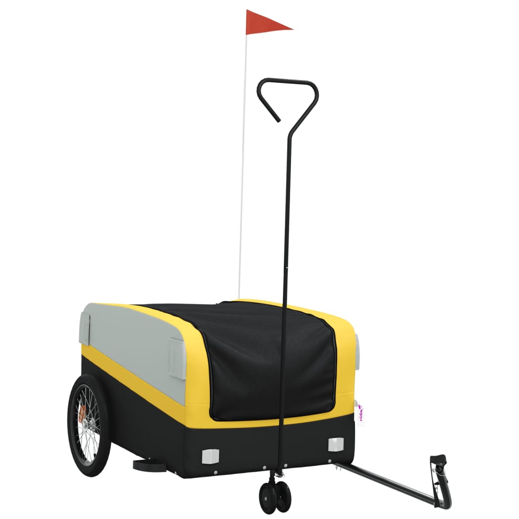 Vidaxl Bicycle Trailer 45 kg de fer noir et jaune