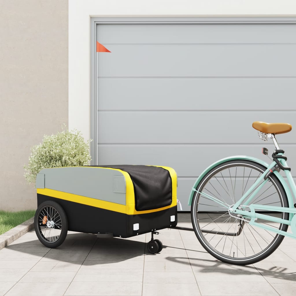 Vidaxl Bicycle Trailer 45 kg de fer noir et jaune