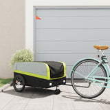 Vidaxl fietstrailer 45 kg ijzer zwart en groen