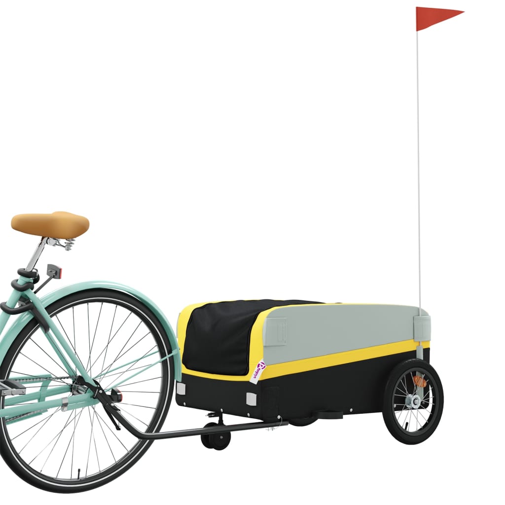 Vidaxl bicycle trailer 45 kg iron black and yellow