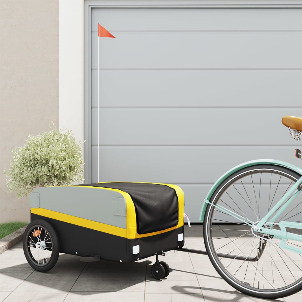 Vidaxl bicycle trailer 45 kg iron black and yellow