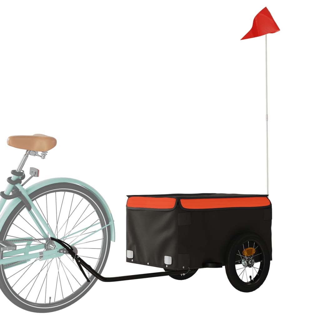 Remolque de bicicleta Vidaxl 30 kg de hierro negro y naranja