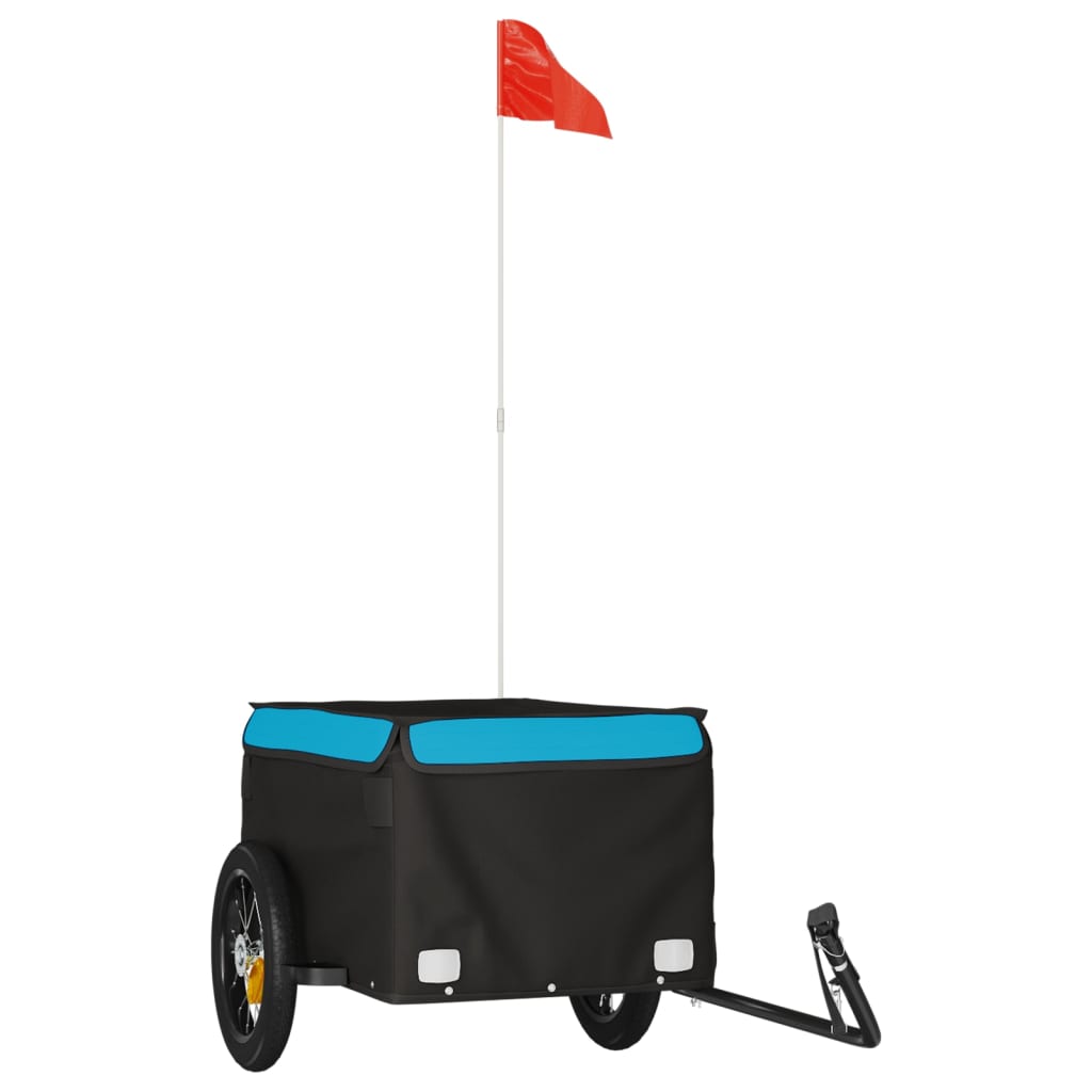 Vidaxl Bicycle Trailer 30 kg de fer noir et bleu