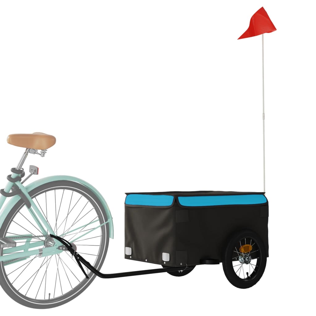 Vidaxl Bicycle Trailer 30 kg di ferro nero e blu