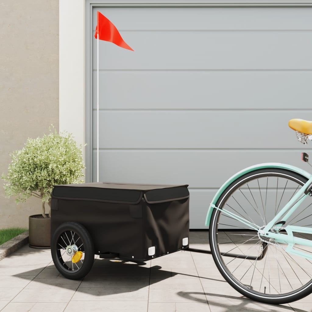 Vidaxl Bicycle Trailer 30 kg di ferro nero