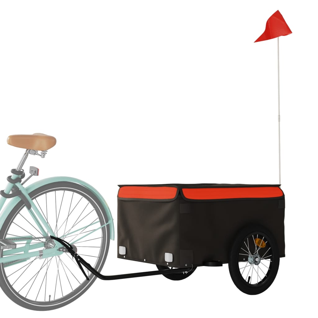 Vidaxl fietstrailer 45 kg ijzer zwart en oranje