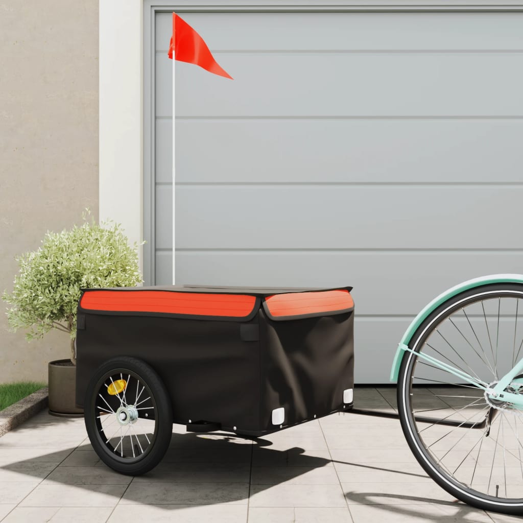 Vidaxl cykeltrailer 45 kg jern sort og orange