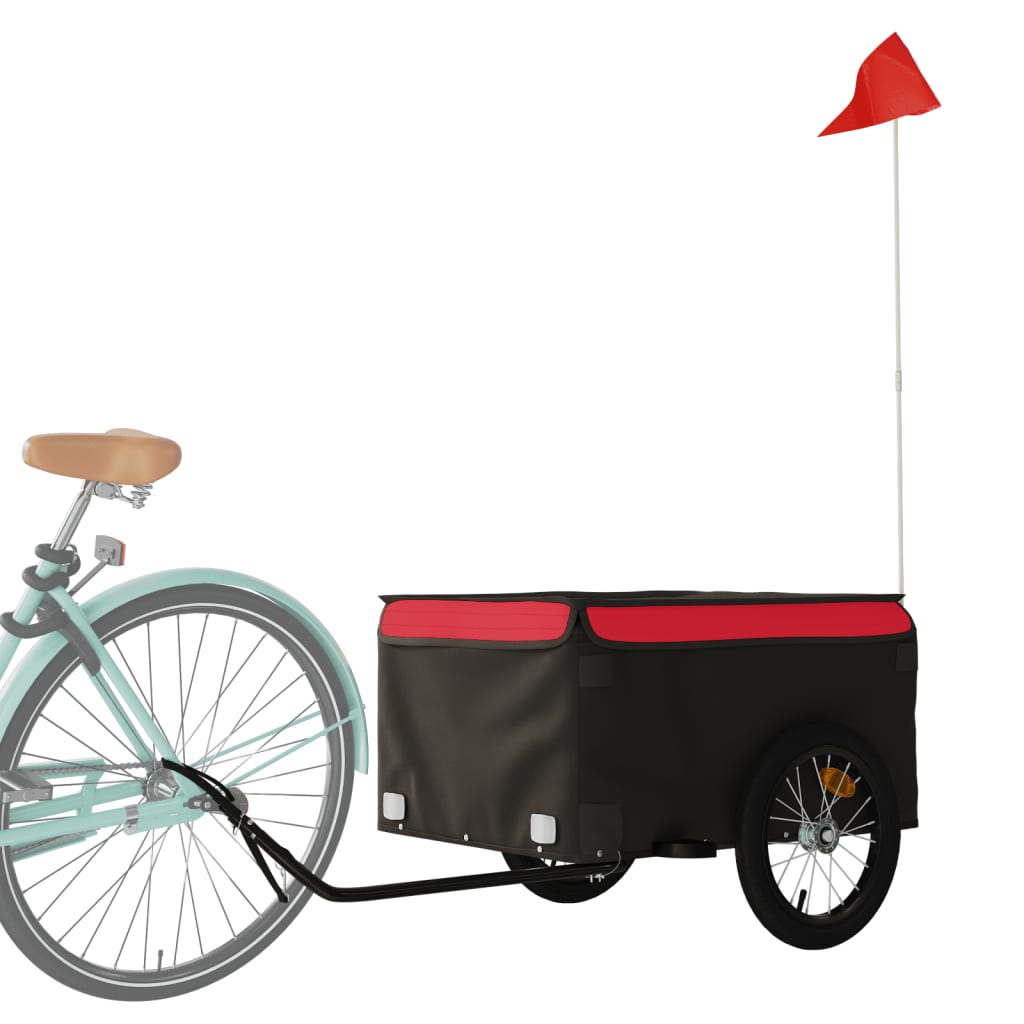 Vidaxxl Fahrradanhänger 45 kg Eisen schwarz und rot