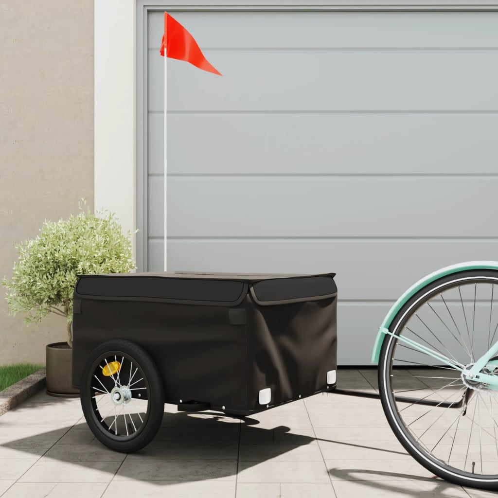 Vidaxl Bicycle Trailer 45 kg de fer noir