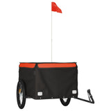 Trailer Vidaxl Bicycle 45 kg di ferro nero e arancione