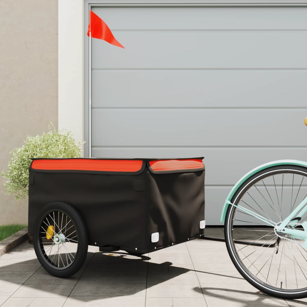 Vidaxl Bicycle Trailer 45 kg de fer noir et orange