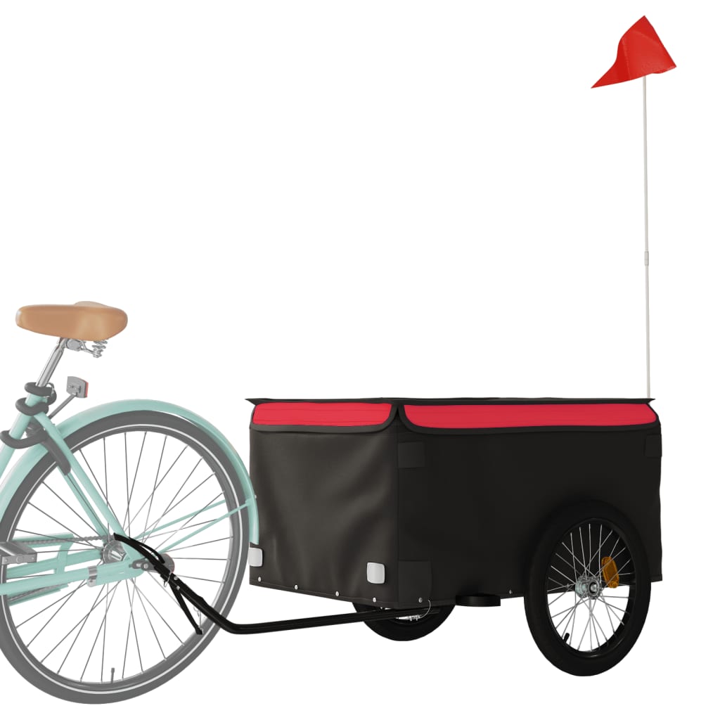 Vidaxl fietstrailer 45 kg ijzer zwart en rood