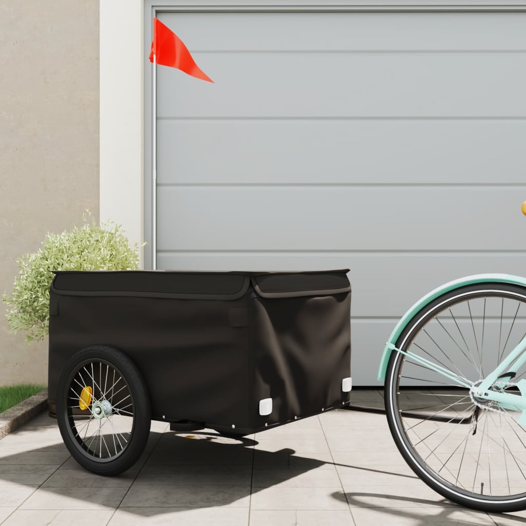 Vidaxl Bicycle Trailer 45 kg de fer noir