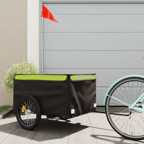 Vidaxl Fahrradanhänger 45 kg Eisen schwarz und grün