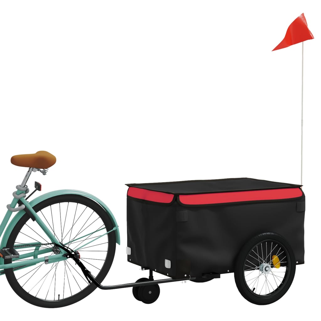 Vidaxl Bicycle Trailer 30 kg de fer noir et rouge