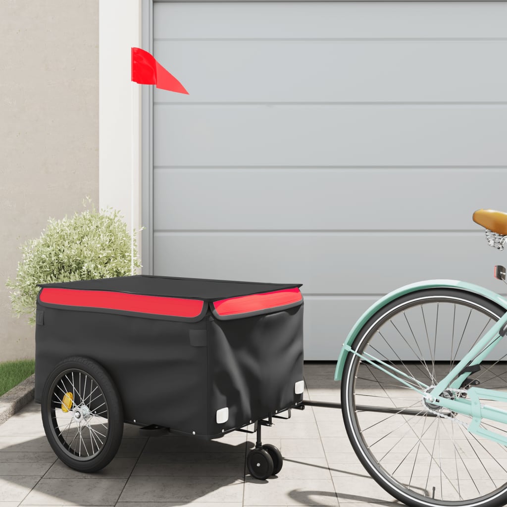 Vidaxl Bicycle Trailer 30 kg de fer noir et rouge