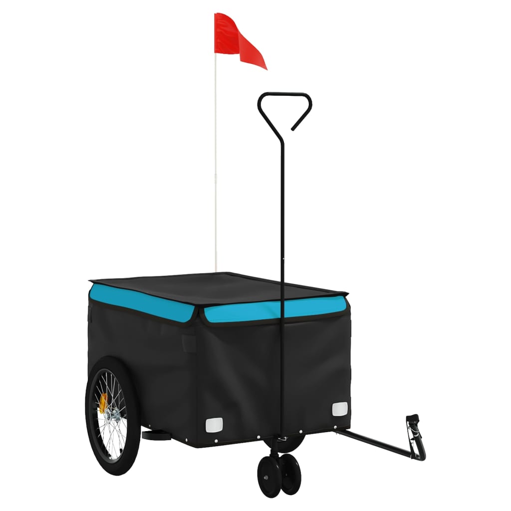 Vidaxl fietstrailer 30 kg ijzer zwart en blauw