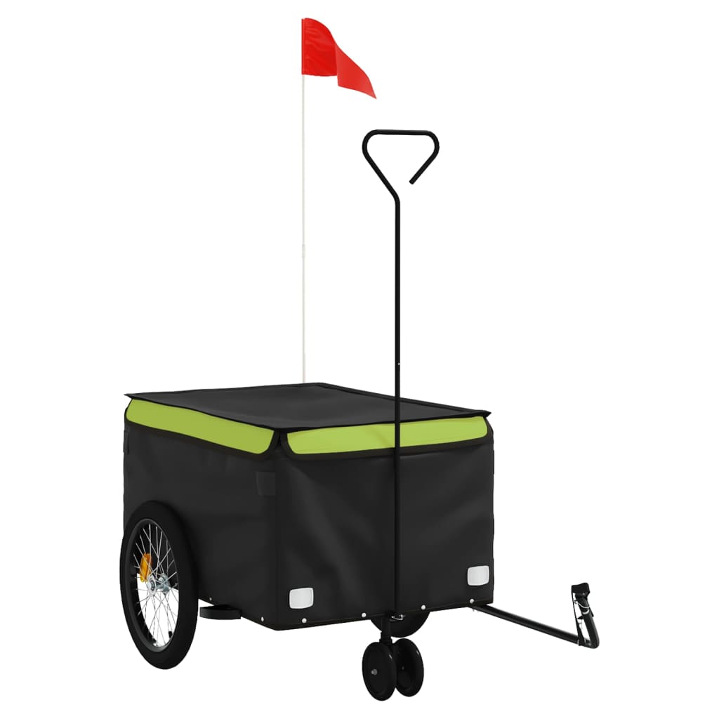 Vidaxl Bicycle Trailer 30 kg di ferro nero e verde